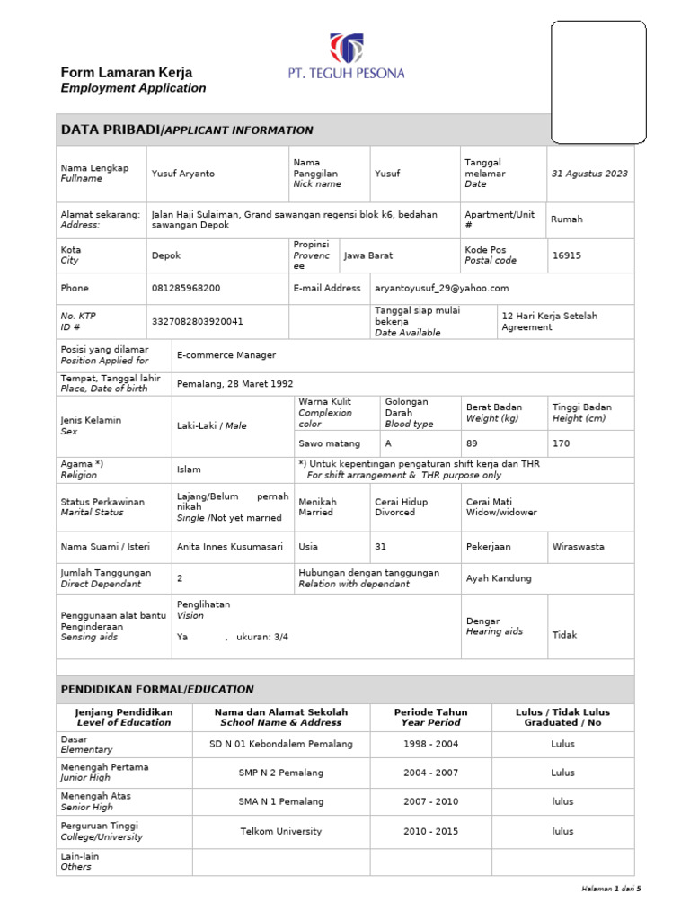 Application Formnya | PDF