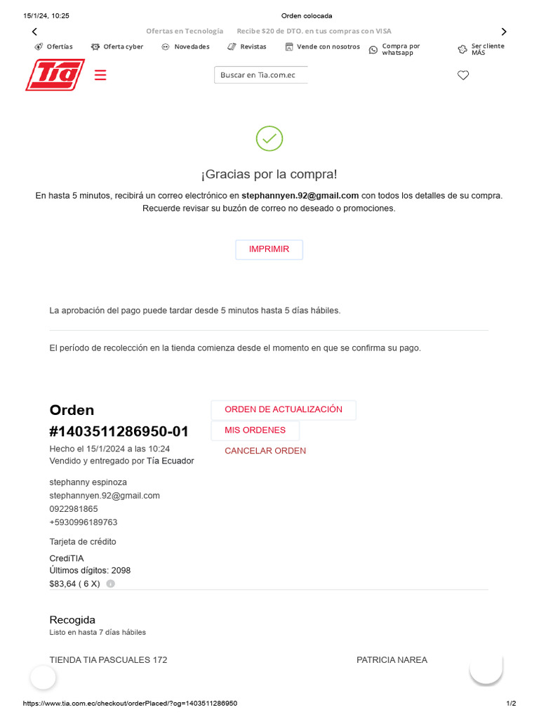 Orden Colocada | PDF | Industrias de servicio | Tecnología bancaria