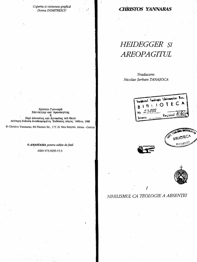  christos yannaras heidegger si areopagitul pdf