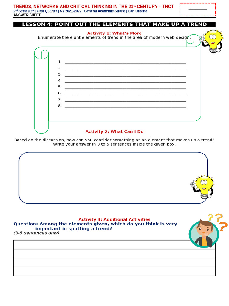 Lesson 4 Answer Sheet Pdf