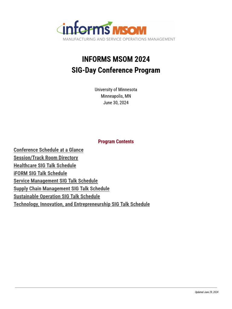 Msom Sig Day Program | PDF