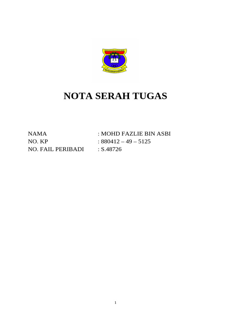 Nota Serah Tugas | PDF
