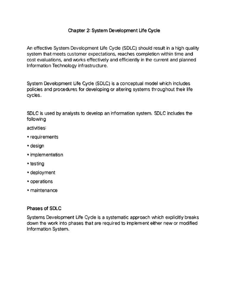 Chapter 2 System Development Life Cycle | PDF