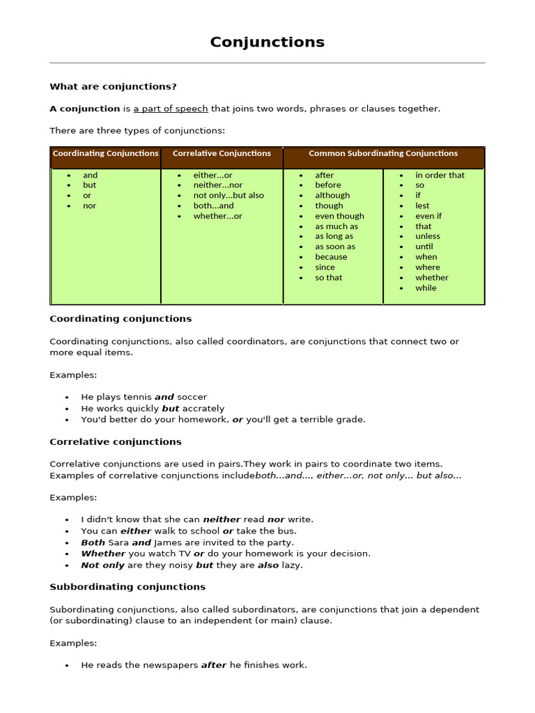 Conjunctions | PDF