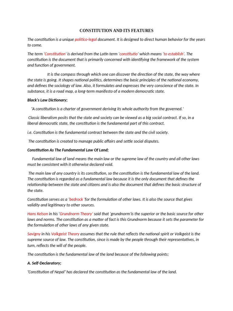 Features of Nepal's Constitution Explained | PDF | Constitution ...
