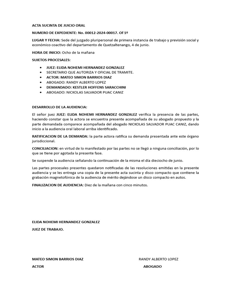 Actas Sucinta 9 | PDF