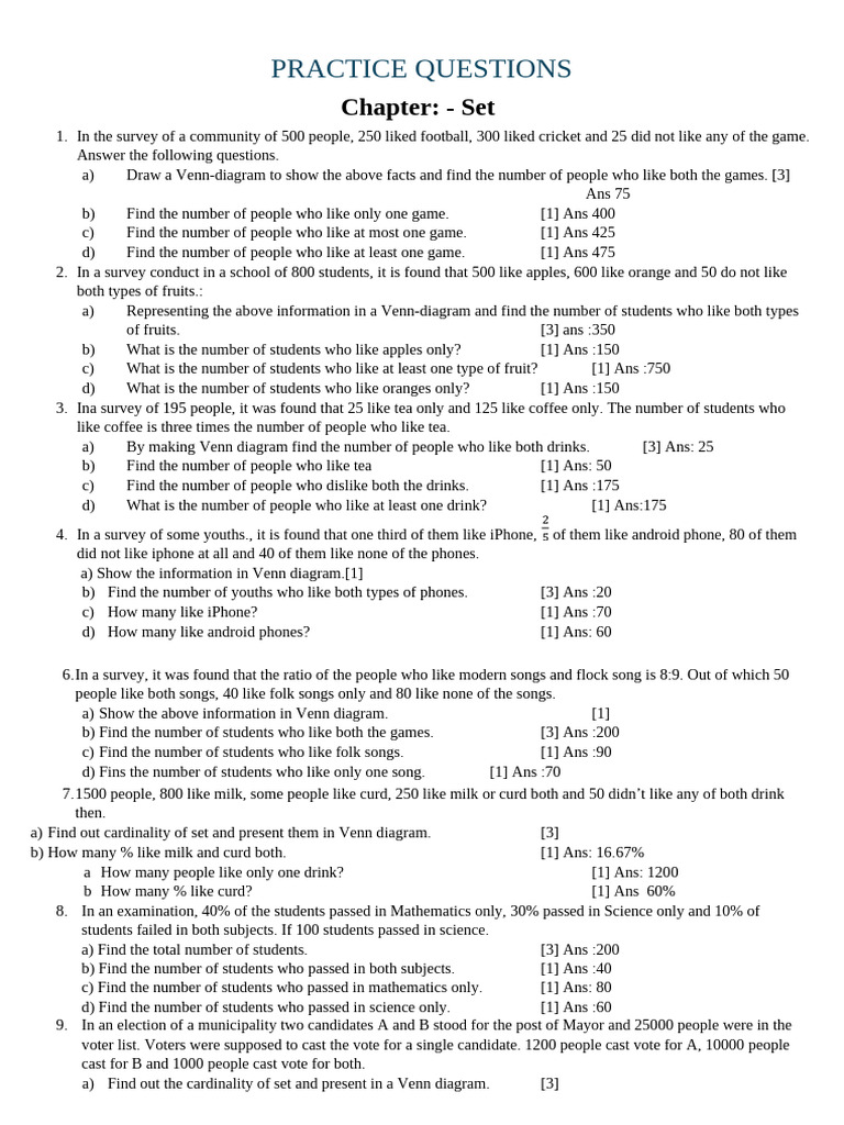 Practice Questions C. Maths | PDF