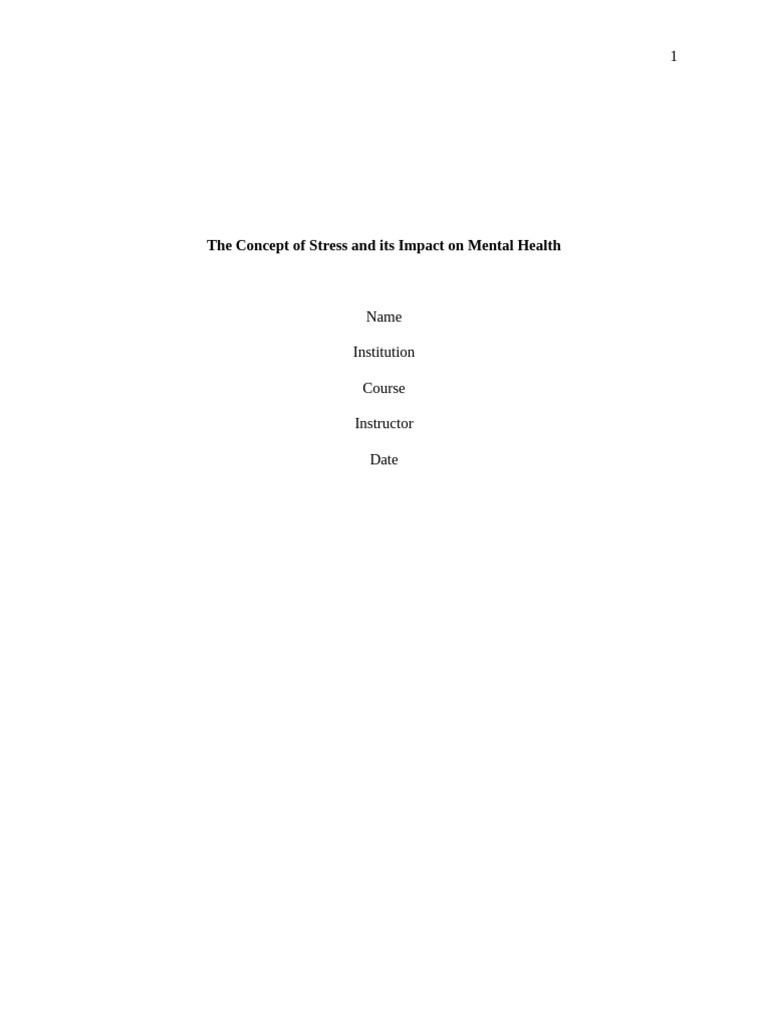 The Concept of Stress and Its Impact On Mental Health | PDF