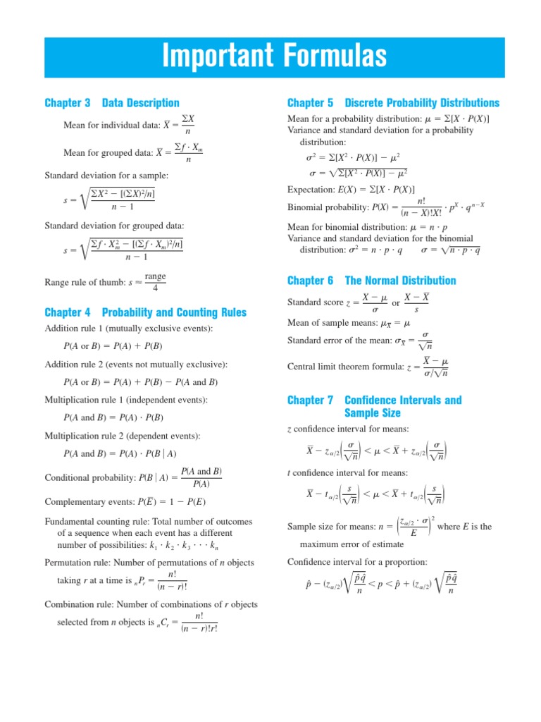 Formulas P Value Standard Deviation