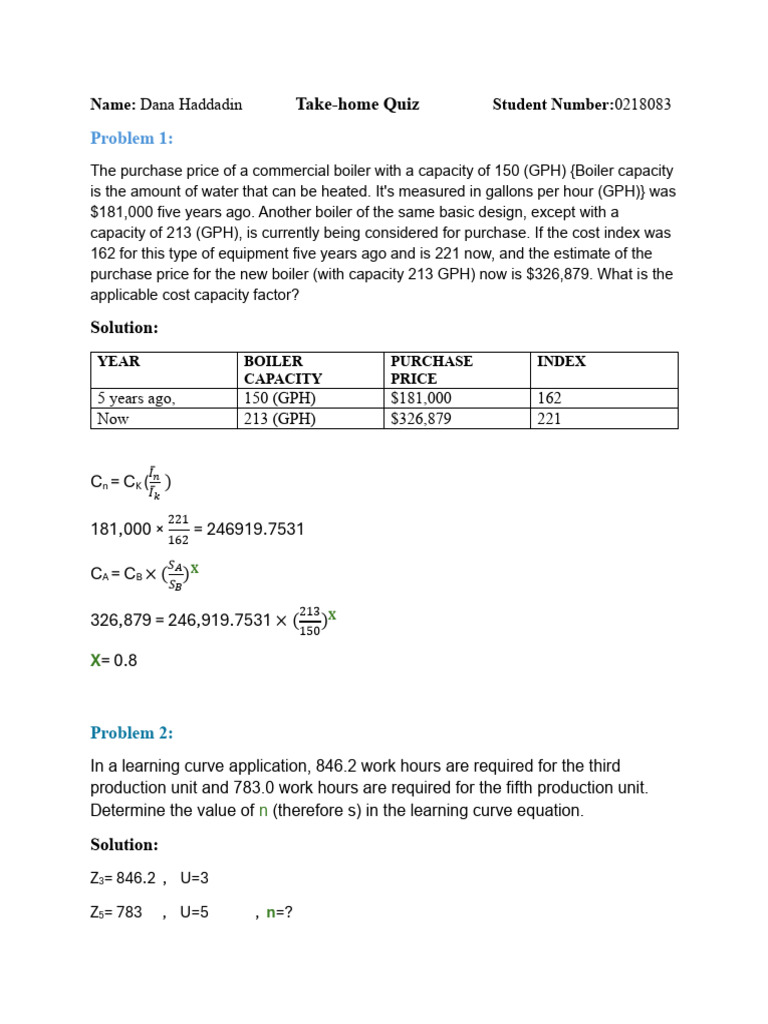 Engineering Economy Assignment | PDF