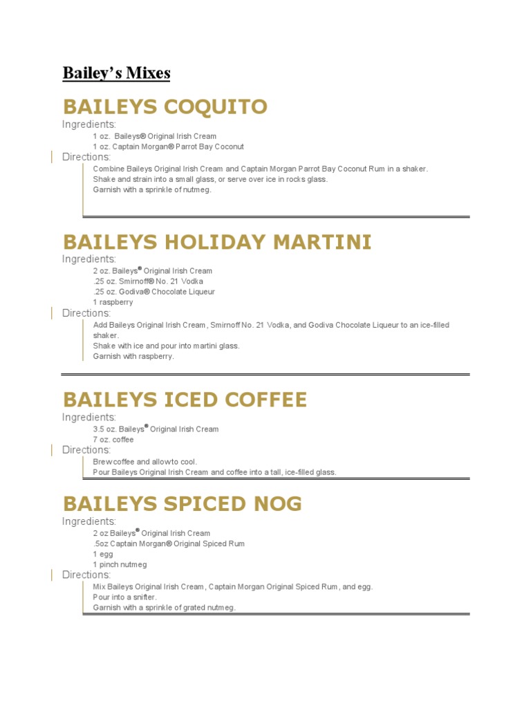 Baileys | PDF | Cooking, Food & Wine