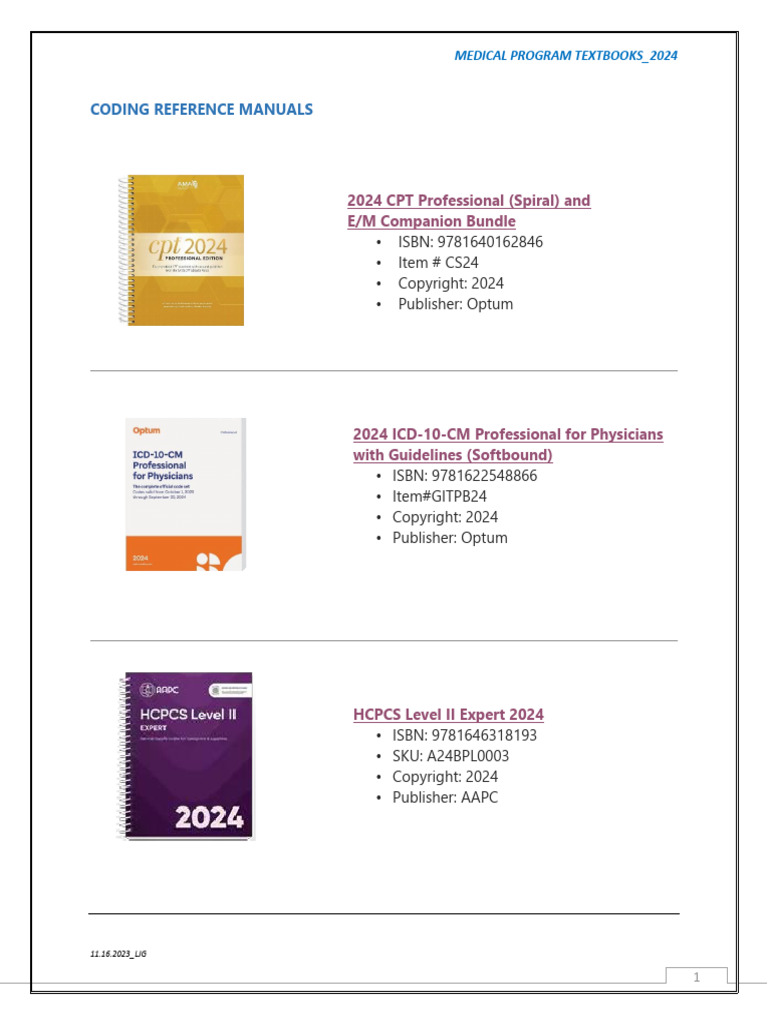 Medical Program Books1 2024 | PDF