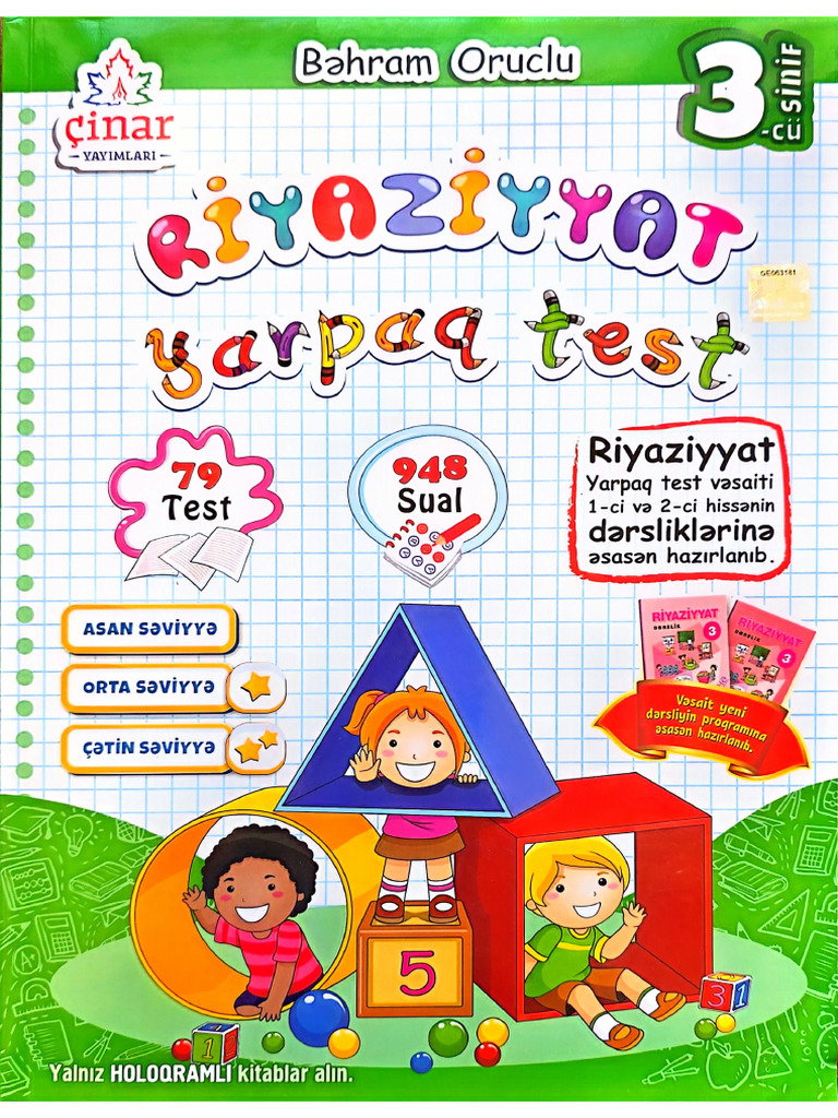çinar Yayımları 3 Cü Sinif Riyaziyyat Yarpaq Test Pdf