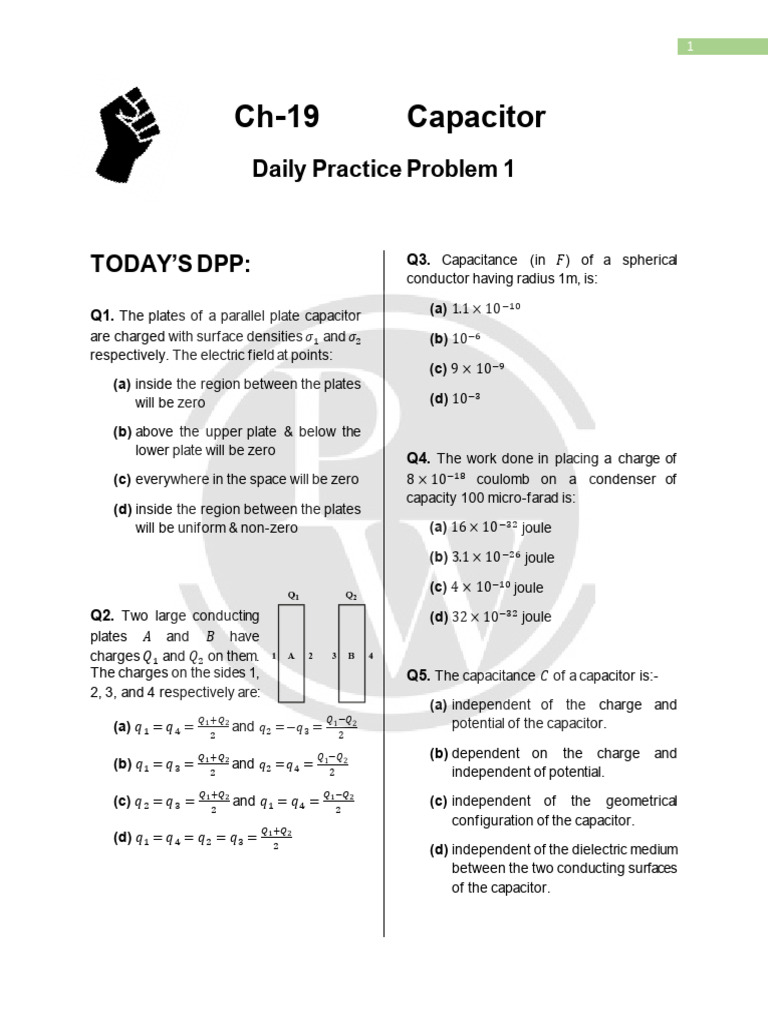 Capacitor Test 01 Pdf Capacitance Science Mathematics