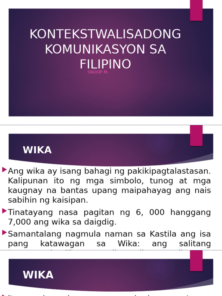 Komunikasyon at Kahalagahan ng Wika | PDF | Languages | Foreign ...