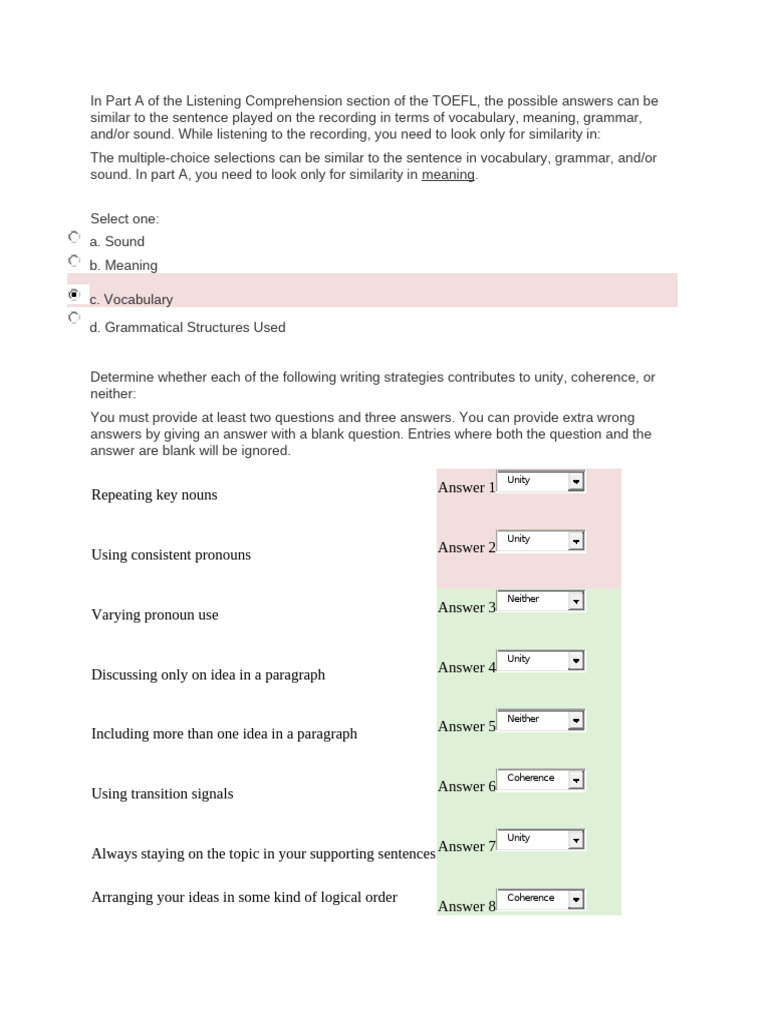 TOEFL - Errors in Week 4 Review Quiz | PDF