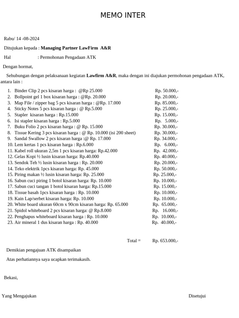 Memo Inter Lawfirm A&r | PDF