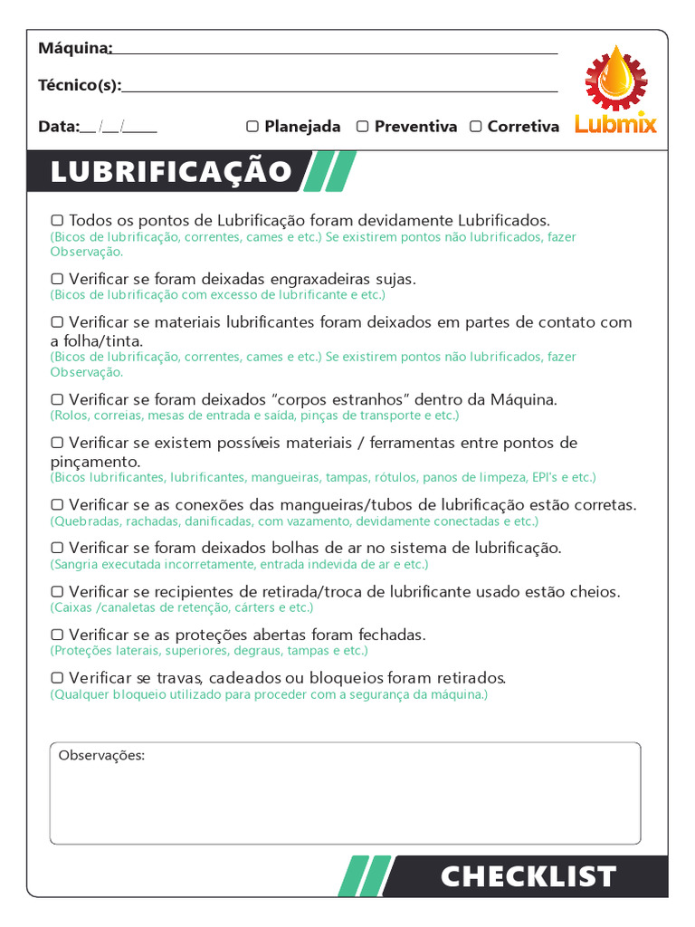 Checklists Pos Manutencao REV002 | PDF