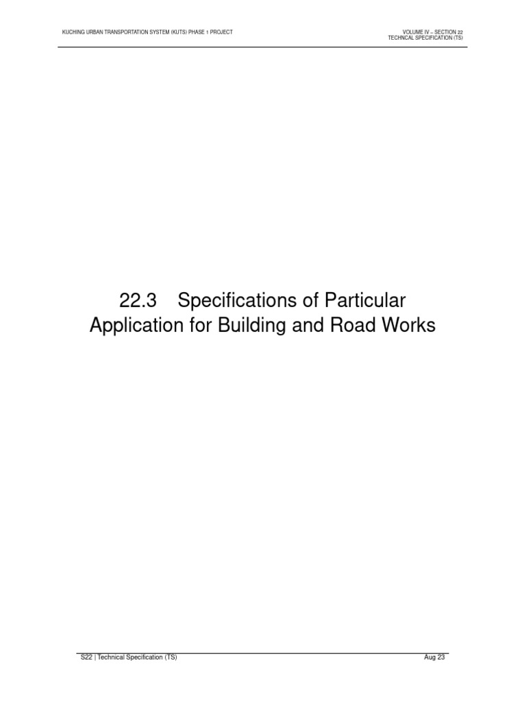 22.3 Specifications of Particular Application for Building and Road ...