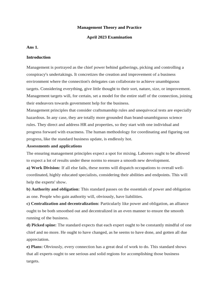 Management Theory and Practice - A - SR | PDF