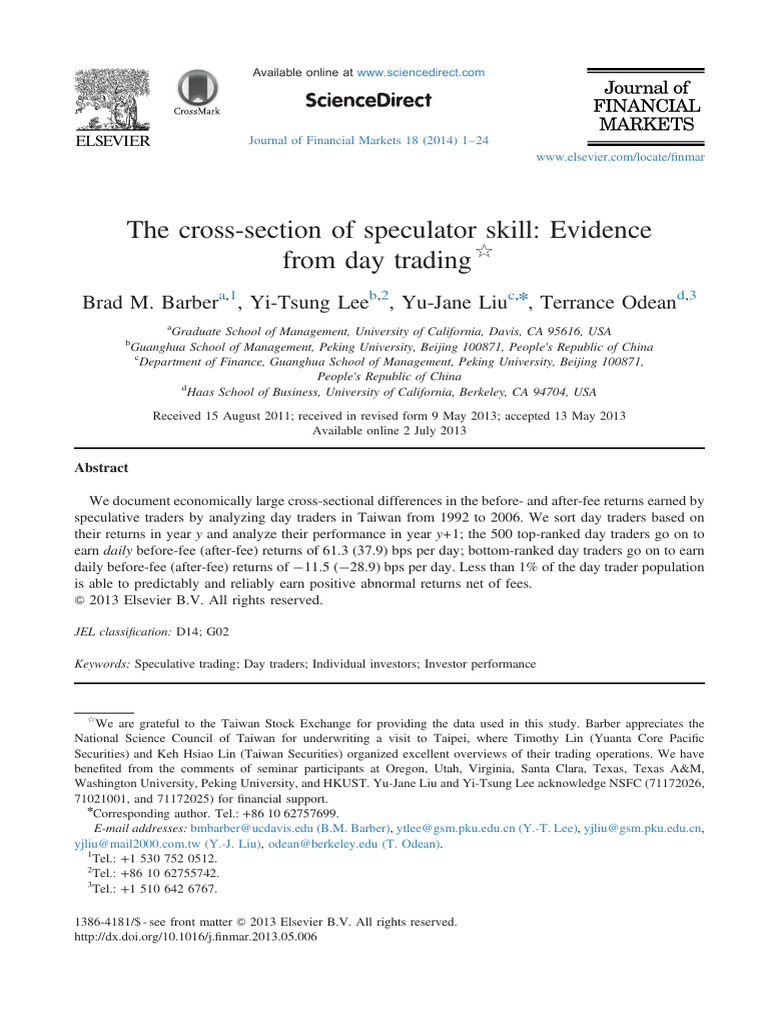The Cross-Section of Speculator Skill | PDF