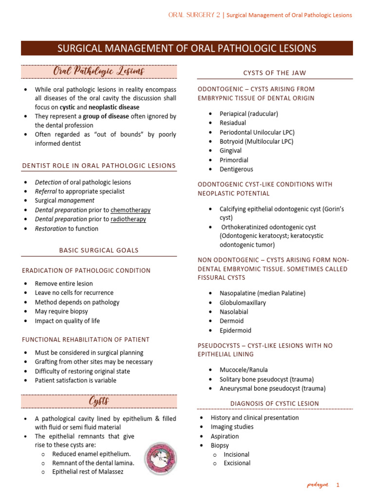 7 Surgical Management of Oral Pathologic Lesions | PDF
