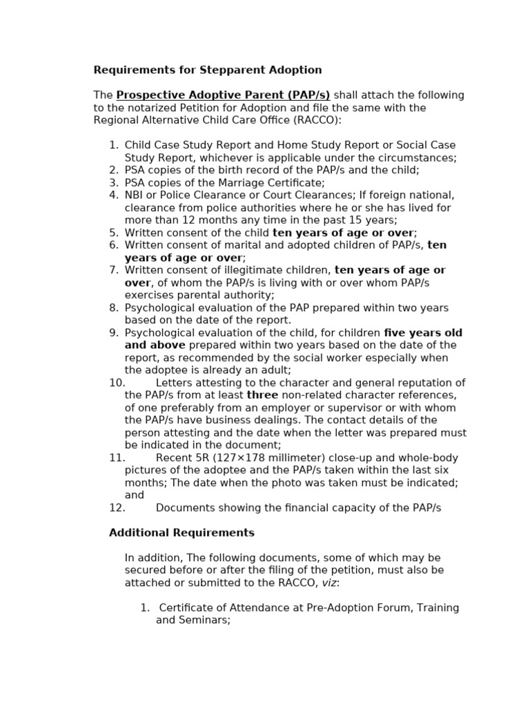 Requirements For Stepparent Adoption | PDF