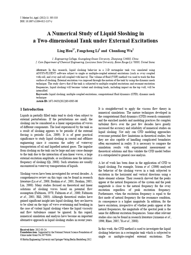 A Numerical Study of Liquid Sloshing in A Two-Dimensional Tank Under ...