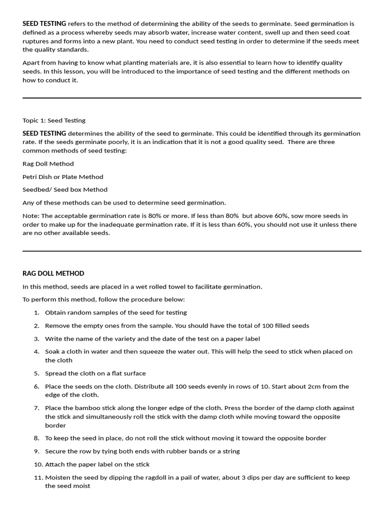 Seed testing reference pdf