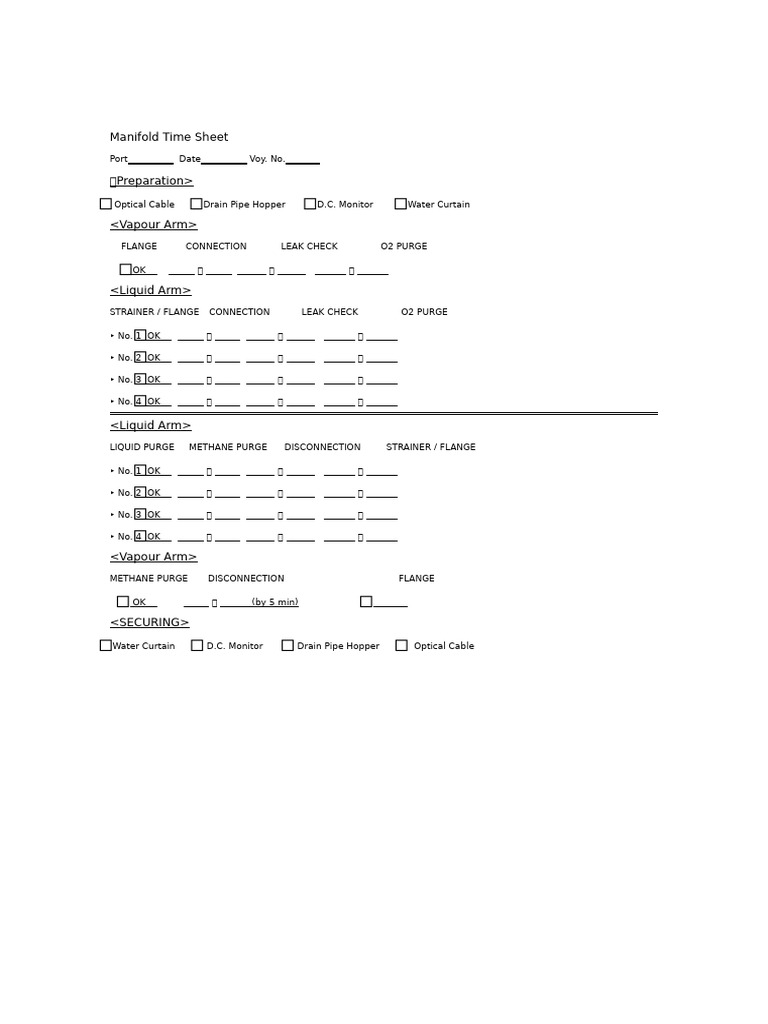 Manifold Time Sheet | PDF