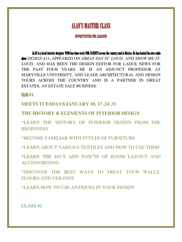 Interior Design Master Class Series | PDF