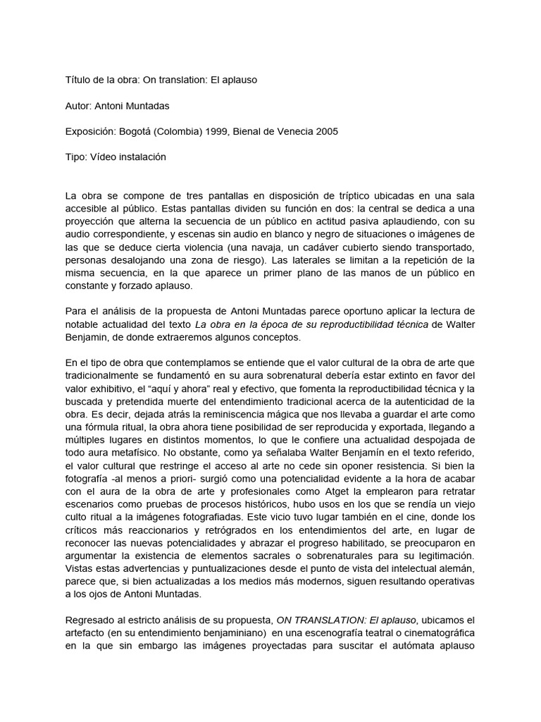 On translation el aplauso pdf