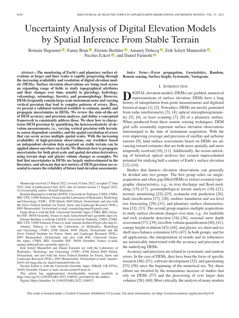 Uncertainty Analysis of Digital Elevation Models by Spatial Inference ...