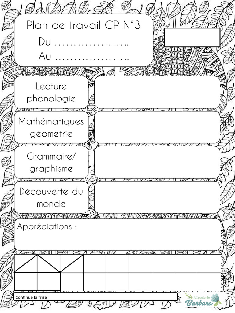 Plan de Travail CP 3 À L'école de Barbara - Pub | PDF