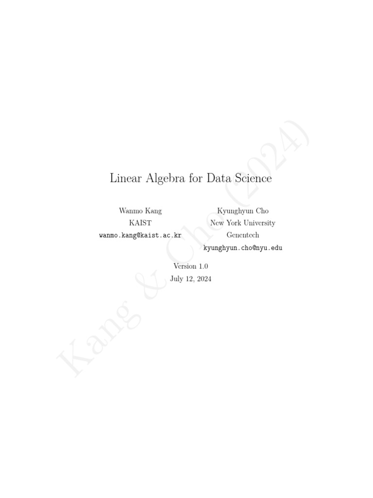 Linear Algebra for Data Science English | PDF