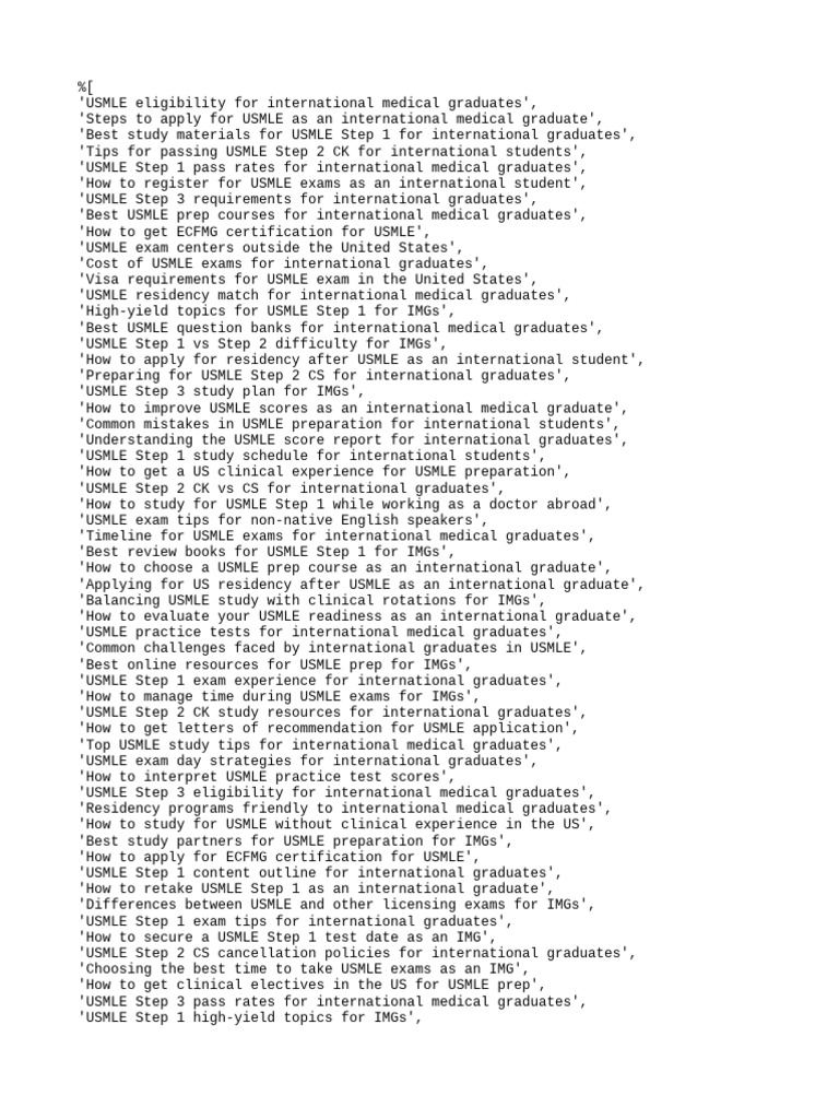 List of searches to make pdf