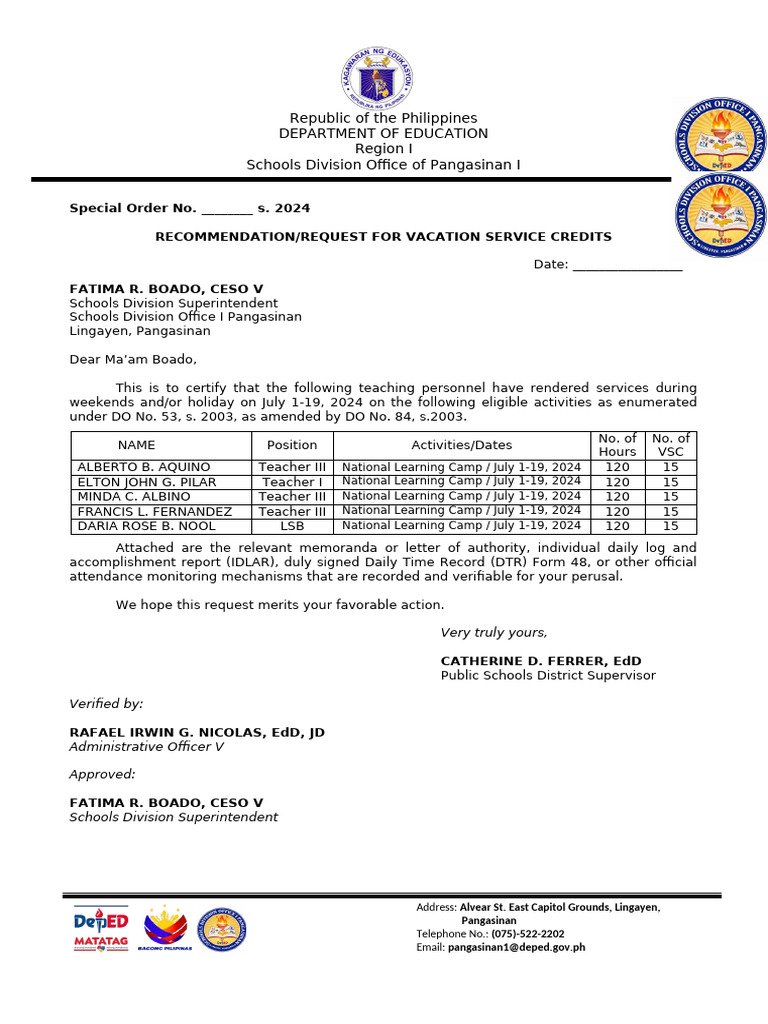 Enclosure 17 Special Order Form for Service-Credit-Request | PDF