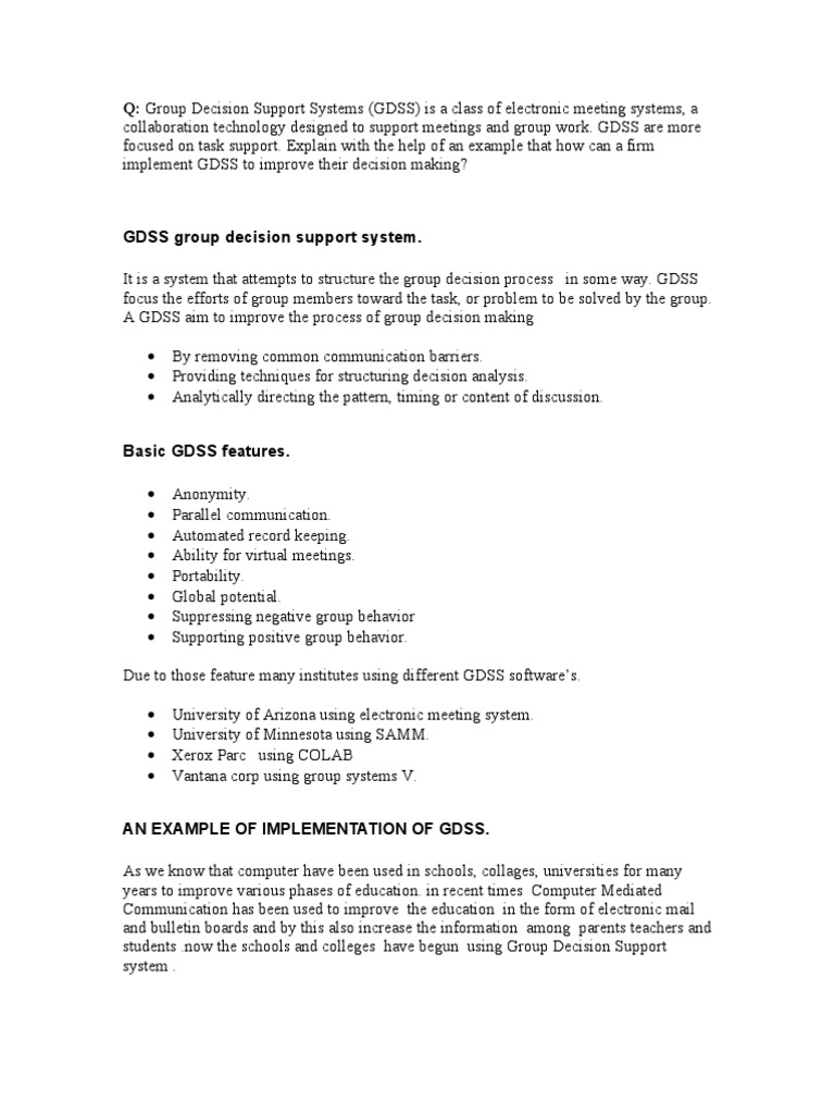 Implementing GDSS for Better Decision Making | PDF