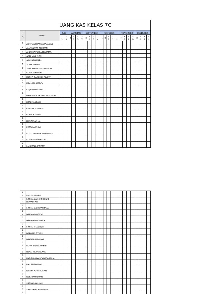 Uang Kas Kelas 7C | PDF