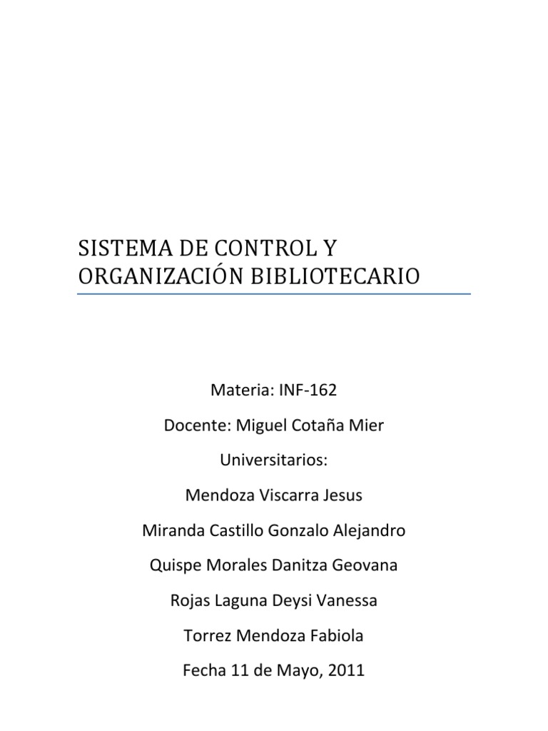 Sistema de Control Bibliotecario Eficiente | PDF | Ingeniería de ...