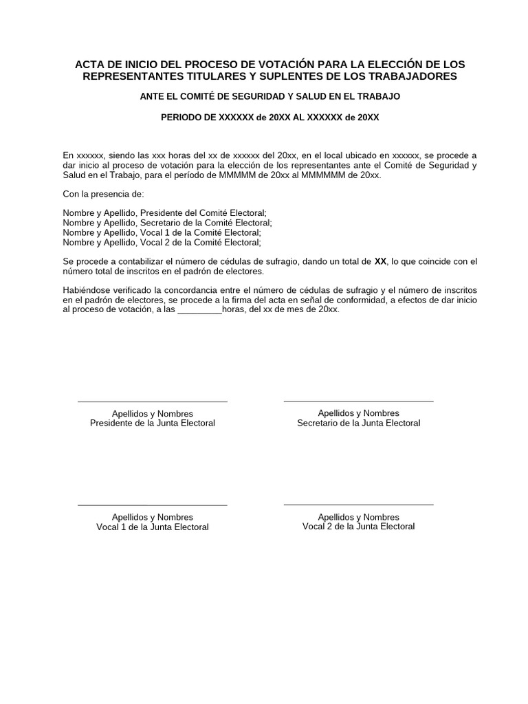 Acta de Inicio Del Proceso de Votacion | PDF