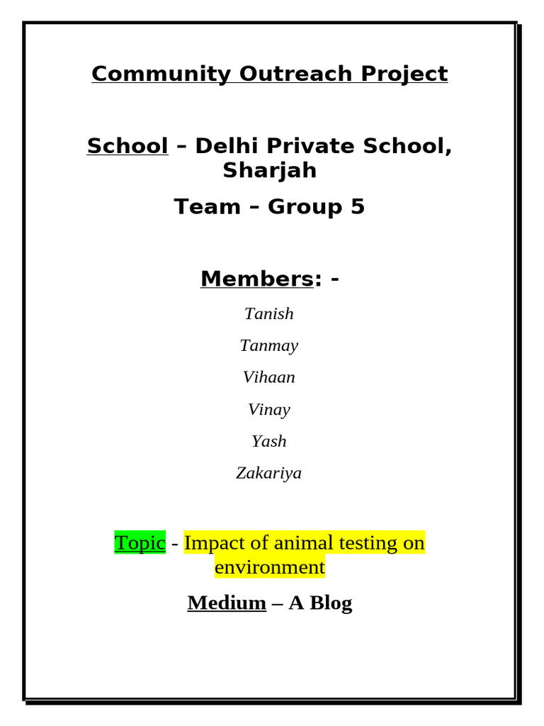 Community Outreach Project | PDF | Waste | Natural Environment