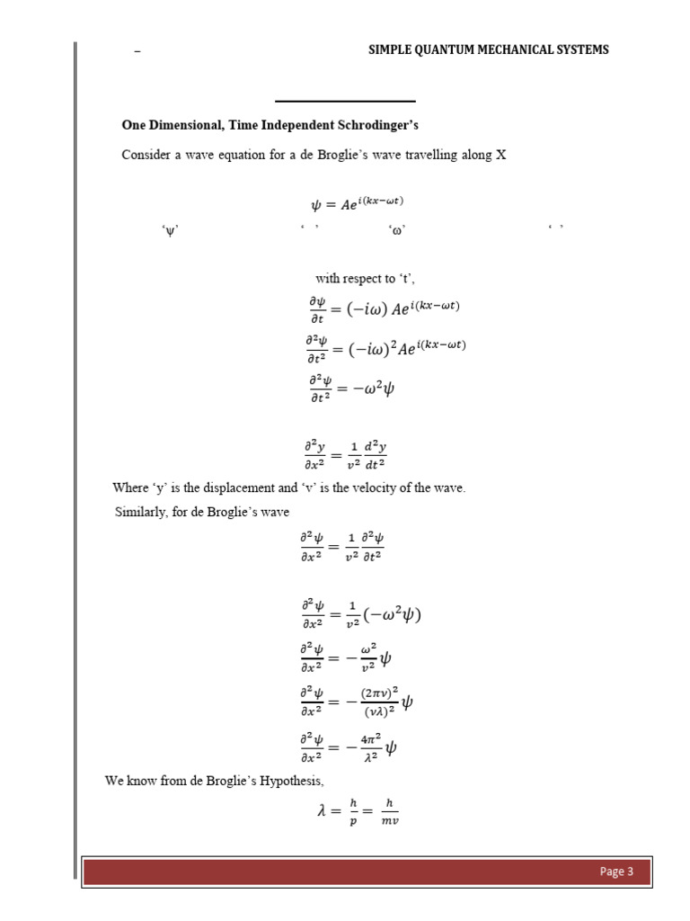 Time Independent Schrodinger Equation and Infinite Potemtial Well | PDF