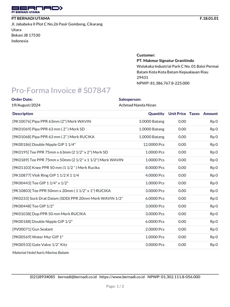 Pro-Forma - S07847 | PDF