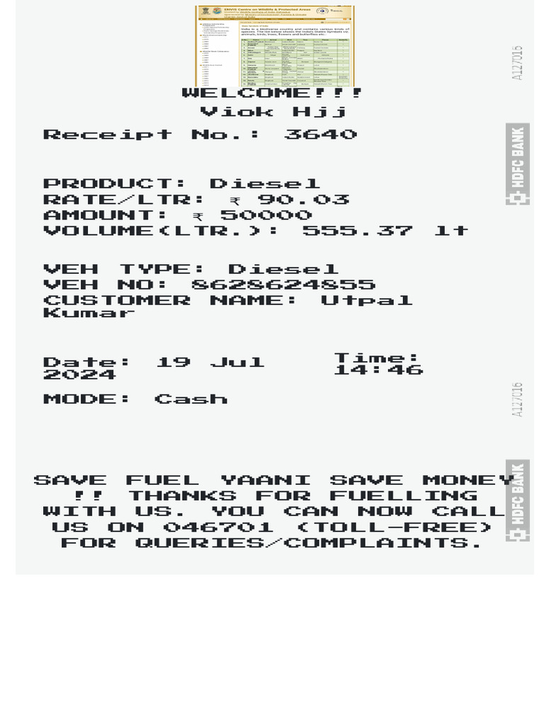 Fuel Bill Template 3 PDF