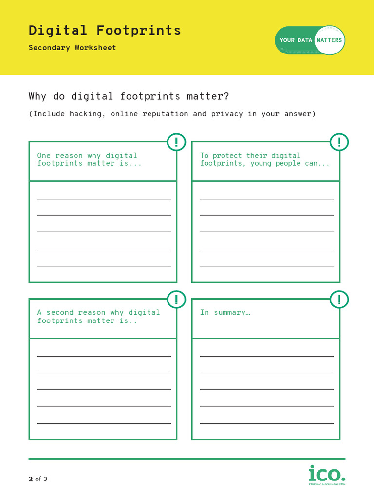Digital Footprint Worksheet 2 PDF