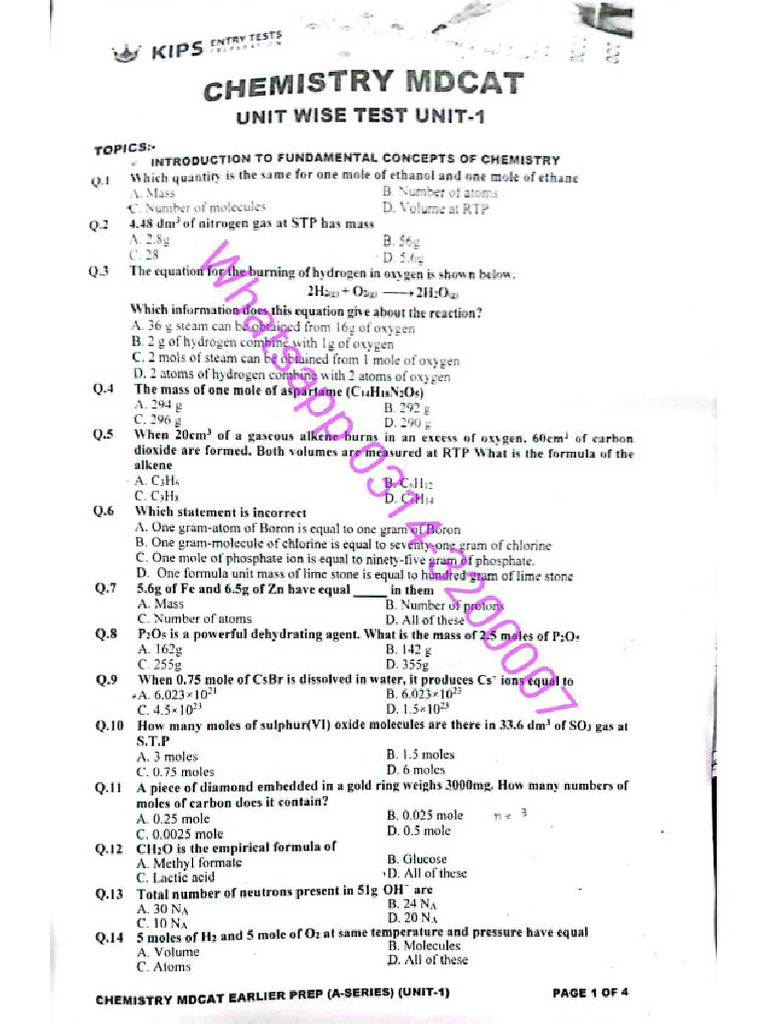 KIPS EP 2024 Chemistry + Key | PDF