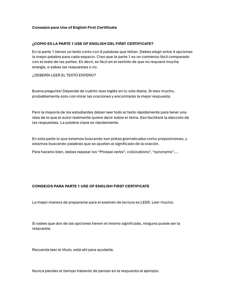 C1 Advanced Reading And Use Of English First Certificate