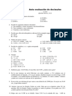 Autoevaluación de Decimales, 1º de ESO