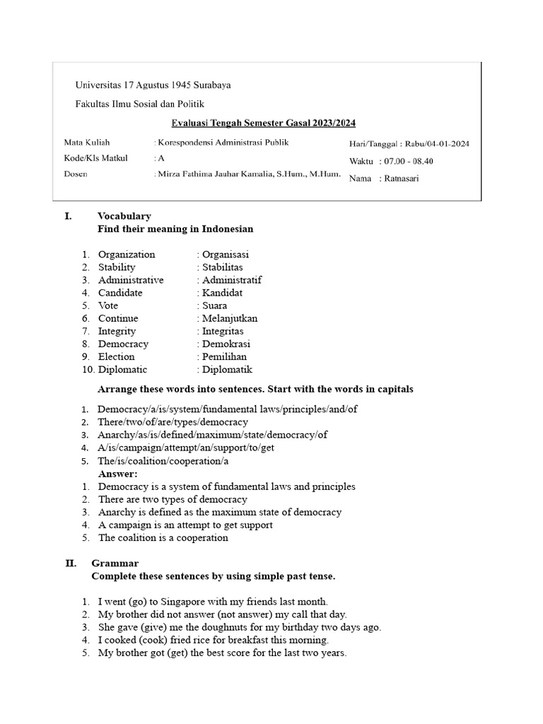 EAS Korespondensi A | PDF